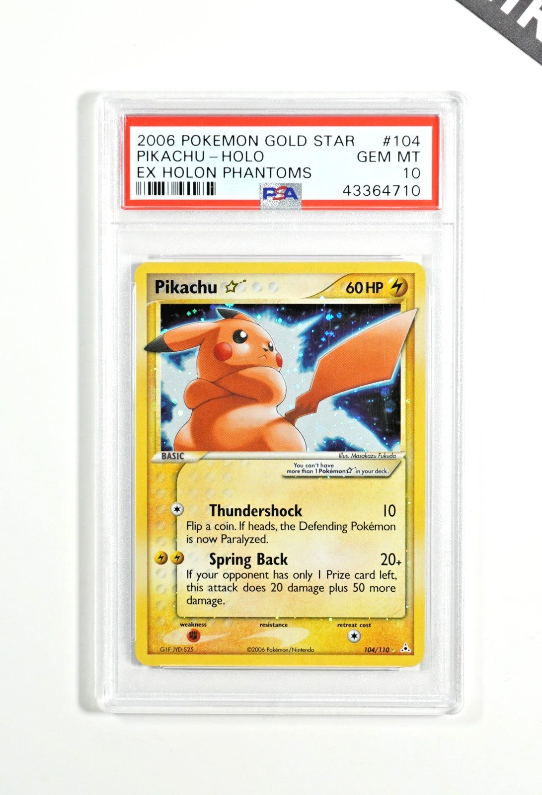 Pokemon PSA 10 Pikachu Gold Star #104 Holo Ex Holon Phantoms 2006 English – Foto 1
