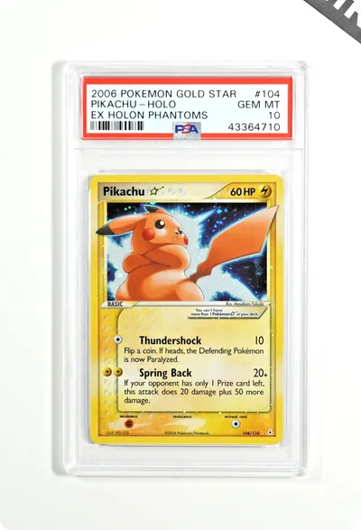 Pokemon PSA 10 Pikachu Gold Star #104 Holo Ex Holon Phantoms 2006 English